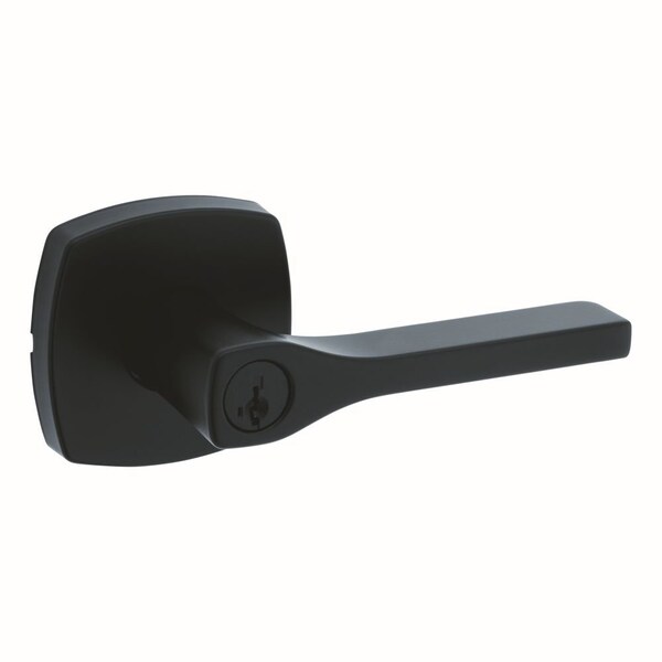 Tripoli Lever , Midtown Rose Entry Door Lock SmartKey , 6AL Latch, RCS Strike Matte Black Finish